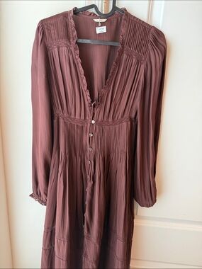 Wilfred Dusty Rose/plumButton-Front Pleated Midi Dress